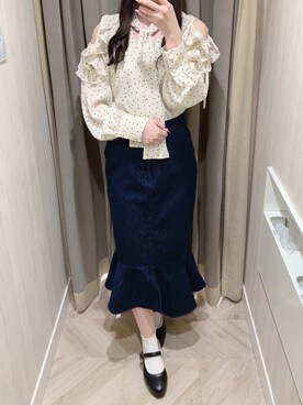 「titty＆Co. PETIT by poyo（ティティーアンドコープティバイポヨ）のアイテム（シャツ/ブラウス）」を使った、yuka🐰さん（レディース・161cm）の春コーディネート