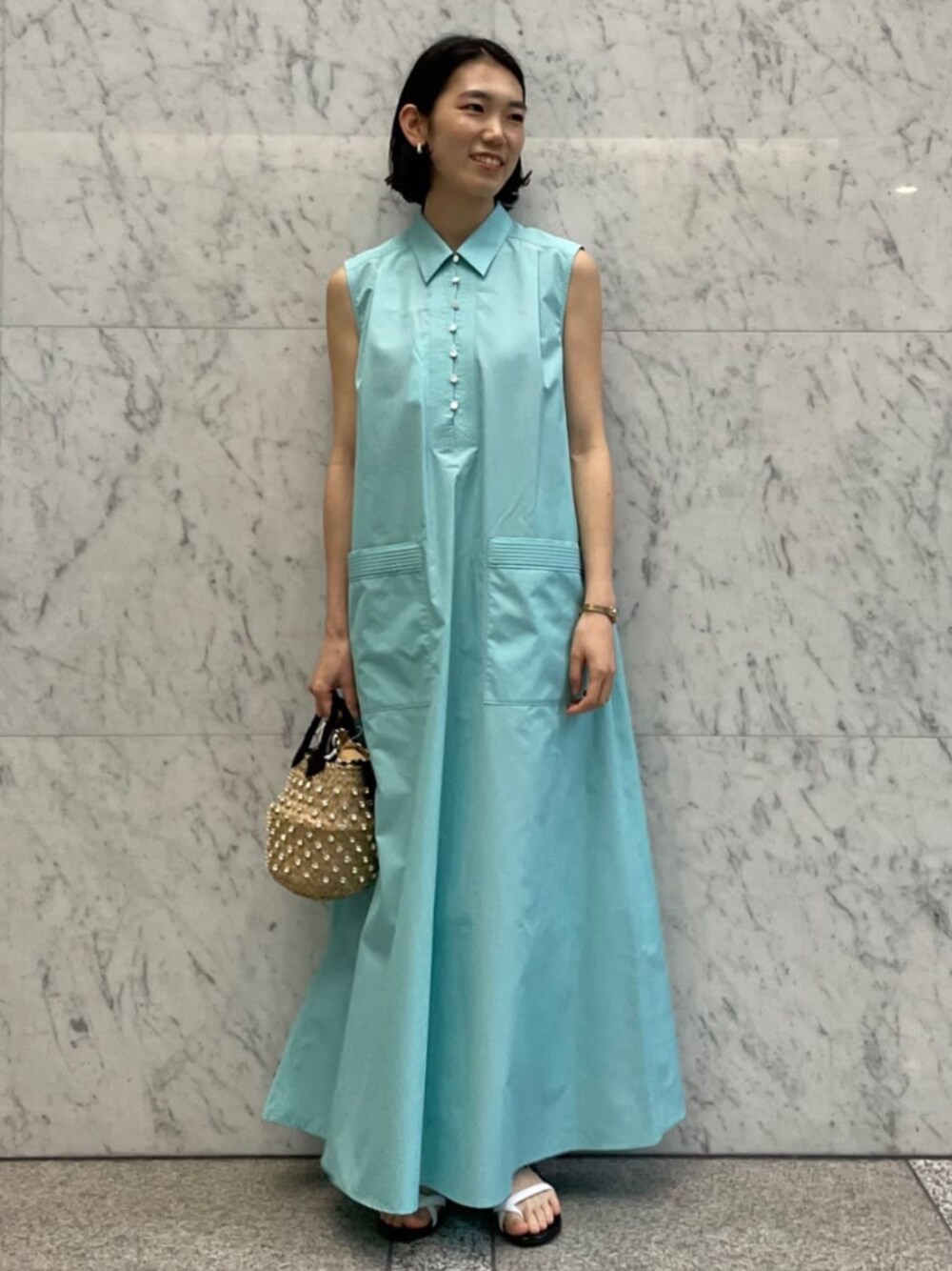 caban（キャバン）の「コットンシャンブレー ロングワンピース