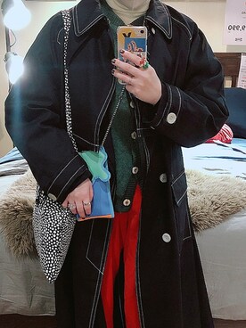 「MAISON SPECIAL（メゾンスペシャル）のアイテム（トレンチコート）」を使った、Hiroeさん（レディース・156cm）の冬コーディネート