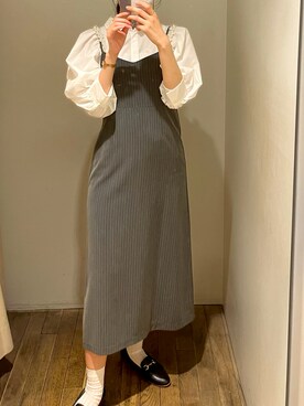 LILY BROWN(リリーブラウン)の「シャツコンビパールキャミワンピース ...