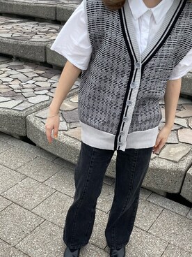 「Adoon plain（アドーンプレーン）のアイテム（ベスト）」を使った、あやかさん（レディース・162cm）の冬コーディネート