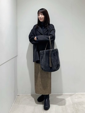 「アイテム（ノーカラーコート）」を使った、Mtさん（レディース・164cm）の秋コーディネート