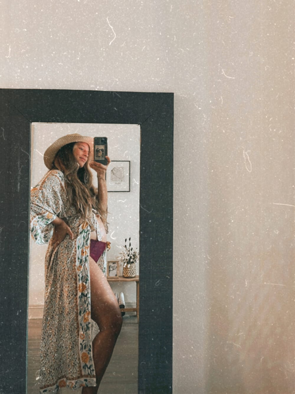 「swimsuit、summer、swimwear、purple、target、ootd、ootdtw、VINTAGE、STYLE」｜「Targetのアイテム（帽子、ベージュ系）」を使った、Stephanieさん（レディース・157cm）の春コーディネートの1枚目の写真