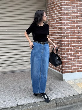 「デニムスカート」｜スダサチカさん（レディース・155cm）の夏コーディネート