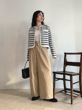 「アイテム（チノパンツ）」を使った、スダサチカさん（レディース・155cm・20代）の夏コーディネート