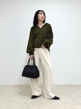 「アイテム（スラックス）」を使った、スダサチカさん（レディース・155cm・20代）の夏コーディネート