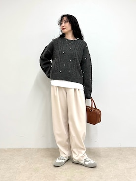 「アイテム（ニット/セーター）」を使った、スダサチカさん（レディース・155cm・20代）の秋コーディネート