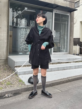 「ハイソックス」｜スダサチカさん（レディース・155cm）の冬コーディネート