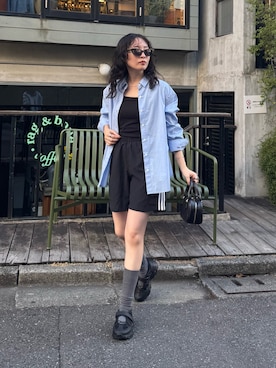 「アイテム（シャツ/ブラウス）」を使った、スダサチカさん（レディース・155cm）の夏コーディネート