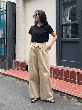 「アイテム（チノパンツ）」を使った、スダサチカさん（レディース・155cm・20代）の夏コーディネート