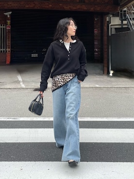 「アイテム（バンダナ/スカーフ）」を使った、スダサチカさん（レディース・155cm）の秋コーディネート