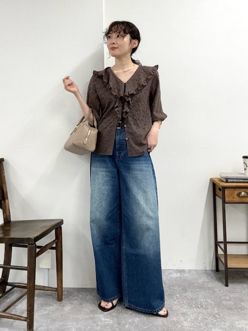 ブラウス シャツ レースフリルカラーブラウス レディース セール】レースフリルカラーブラウス（シャツ/ブラウス）｜fredy