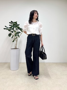 「アイテム（ベルト）」を使った、スダサチカさん（レディース・155cm・20代）の夏コーディネート