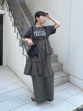 「モードストリート」｜「アイテム（ワンピース/ドレス）」を使った、スダサチカさん（レディース・155cm）の夏コーディネート