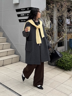 「アイテム（ダッフルコート）」を使った、スダサチカさん（レディース・155cm）の秋コーディネート