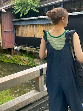 「LOWRYS FARM（ローリーズファーム）のアイテム（オールインワン・サロペット）」を使った、yurieさん（レディース・154cm）の夏コーディネート