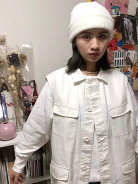 「Simplicite（サンプリシテ）のアイテム（ベスト、ホワイト系）」を使った、bulezeroさん（レディース・160cm）の春コーディネート