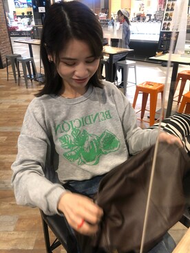 「oncecallのアイテム（トップス、グレー系）」を使った、bulezeroさん（レディース・160cm）の春コーディネート
