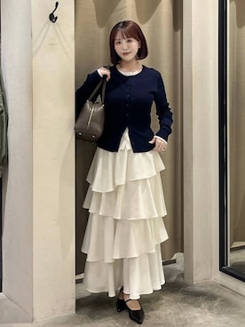 「mysty woman（ミスティウーマン）の【story. 】スイッチハンドルボストン 572846（ハンドバッグ、ブラウン系）」を使った、maika10008さん（レディース）の春コーディネート