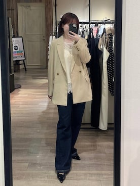 「mysty woman（ミスティウーマン）のKUROKIセミワイドデニムパンツ 636697（デニムパンツ、ブルー系）」を使った、maika10008さん（レディース）の春コーディネート