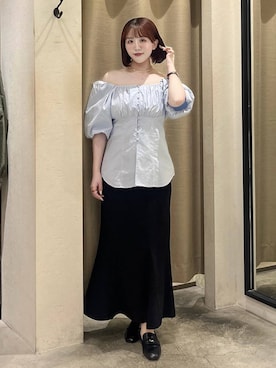 「mysty woman（ミスティウーマン）のコインローファー 592368（ローファー、ブラック系）」を使った、maika10008さん（レディース）の春コーディネート