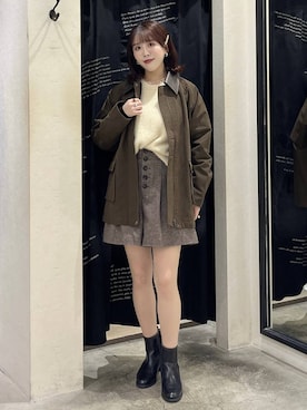 「アイテム（ミリタリージャケット）」を使った、maika10008さん（レディース・158cm・20代）の冬コーディネート