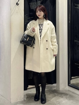 「体型カバー」｜「アイテム（チェスターコート）」を使った、maika10008さん（レディース・158cm）の冬コーディネート