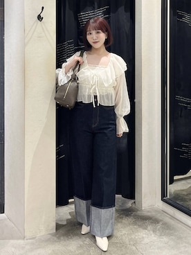 「mysty woman（ミスティウーマン）の【story. 】スイッチハンドルボストン 572846（ハンドバッグ、ブラウン系）」を使った、maika10008さん（レディース）の春コーディネート