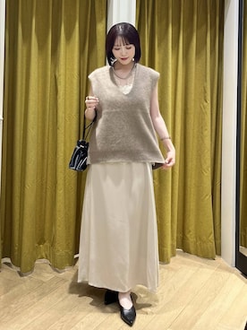 「A part by（アパートバイ）のキンチャクミニショルダバッグ（ショルダーバッグ、ブラック系）」を使った、maika10008さん（レディース）の夏コーディネート