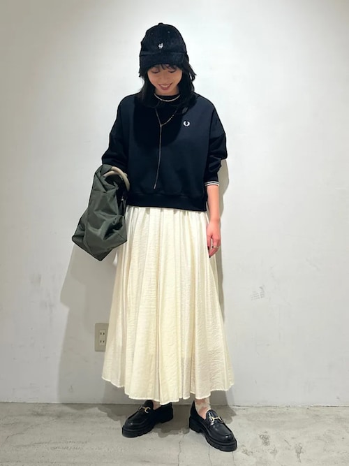 手洗い可能〉ウエスト ゴム ボリューム フレア ロング スカート