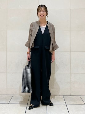 「アイテム（つなぎ/オールインワン）」を使った、福西さん（レディース・160cm）の夏コーディネート
