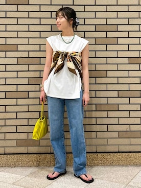 「REMME（レメ）のアイテム」を使った、福西さん（レディース・160cm）の夏コーディネート