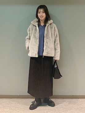 「アイテム（その他アウター、グレー系）」を使った、福西さん（レディース・160cm）の秋コーディネート