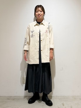 「アイテム（カバーオール）」を使った、福西さん（レディース・160cm）の秋コーディネート