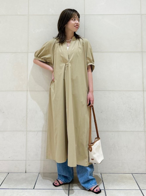 手洗い可能〉RENU ソフト タイプライター ギャザー ワンピース