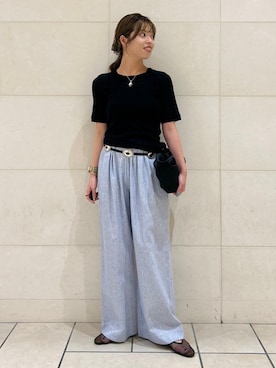 「SHIPS」｜「アイテム（その他シューズ）」を使った、福西さん（レディース・160cm）の夏コーディネート