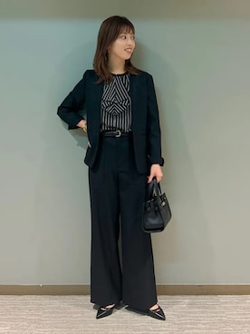 「アイテム（ノーカラージャケット）」を使った、福西さん（レディース・160cm）の秋コーディネート