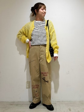 「アイテム（チノパンツ）」を使った、福西さん（レディース・160cm）の秋コーディネート