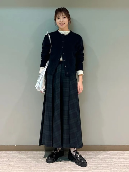 セール】SHIPS Primary Navy Label:フラノ パネル チェック フレア