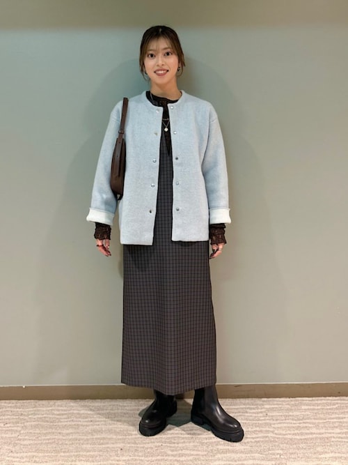 セール】フォックス ブレンド ノーカラー ニット コート（ノーカラー