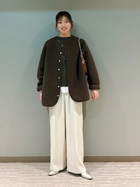 「アイテム（ブローチ/コサージュ）」を使った、福西さん（レディース・160cm）の冬コーディネート