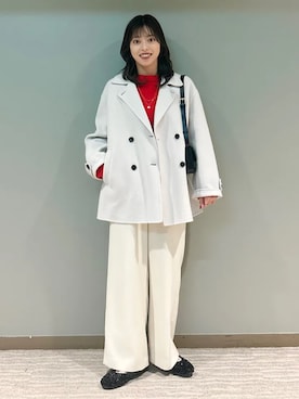 「アイテム（バレエシューズ）」を使った、福西さん（レディース・160cm）の冬コーディネート