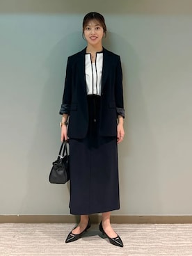 「MILOS（ミロス）のアイテム」を使った、福西さん（レディース・160cm）の冬コーディネート