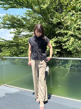 「刺繍」｜「アイテム（パンツ）」を使った、ZAWAさん（レディース・167cm）の夏コーディネート