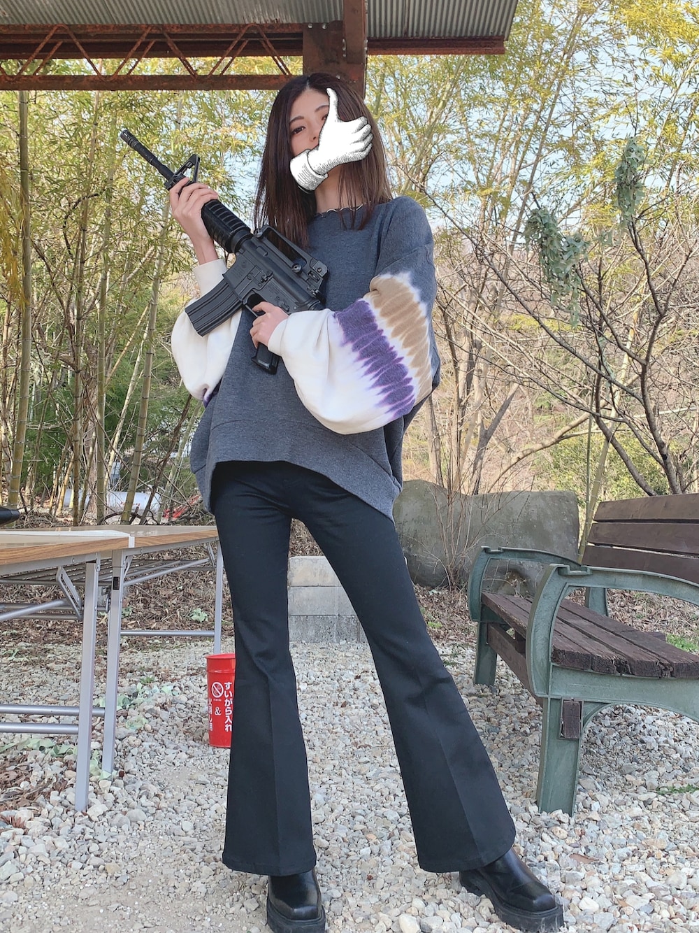 CALL BLACK HW PINTUCK FLARE PT/ハイウエストピンタックフレアパンツ