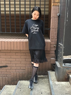 「オールブラックコーデ」｜Nike Yokohama Vivreさん（レディース・156cm）の夏コーディネート