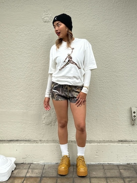 「トレンド秋素材コーデ」｜「アイテム（帽子）」を使った、Nike Yokohama Vivreさん（レディース・158cm）の秋コーディネート