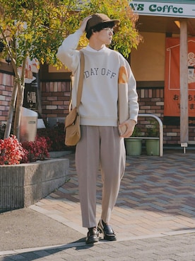 「アイテム（レッグウェア）」を使った、三木 克海さん（メンズ・175cm）の冬コーディネート