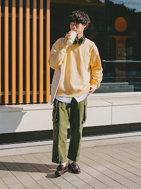 「UNIQLO（ユニクロ）のアイテム（スウェット）」を使った、三木 克海さん（メンズ・175cm）の春コーディネート