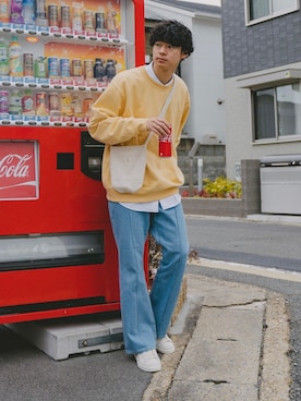 「UNIQLO（ユニクロ）のアイテム（スウェット）」を使った、三木 克海さん（メンズ・175cm）の冬コーディネート